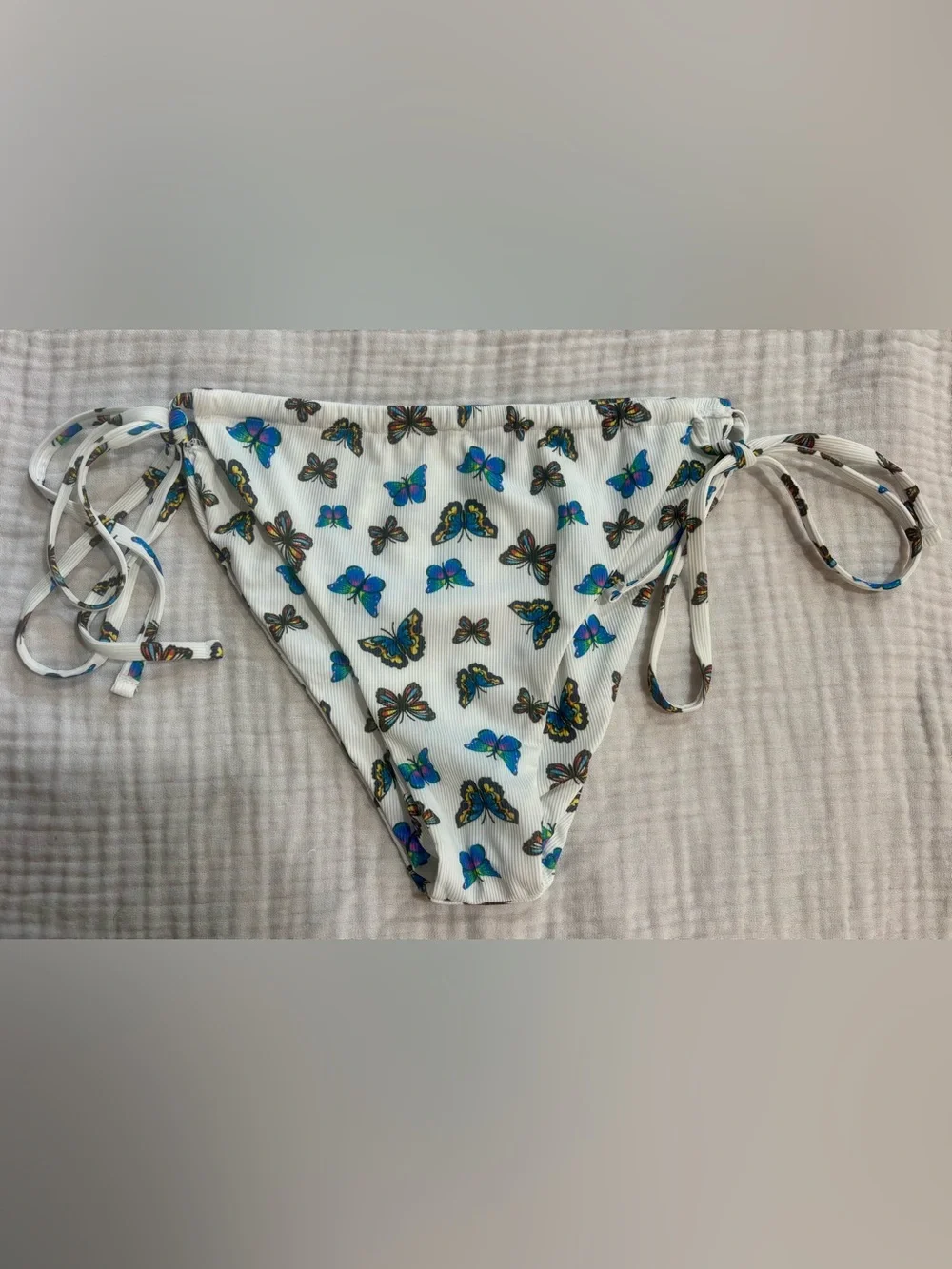 White Butterfly Tie-Side Bikini Bottoms